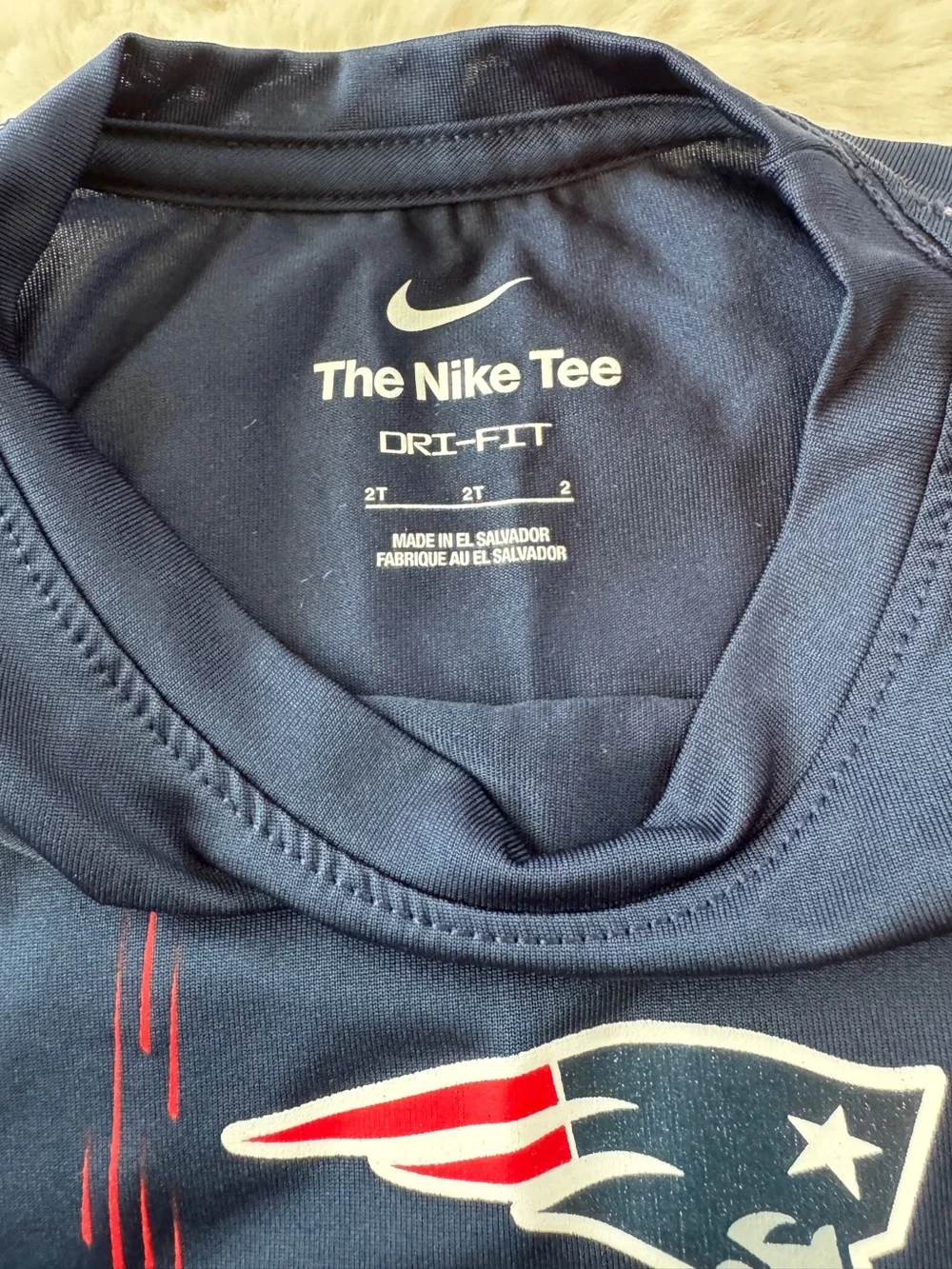 Nike Kids' Navy New England Patriots Long-Sleeve Tee, Sz 2T